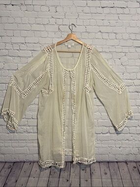 Badgley Mischka Sheer Cream Tunic
